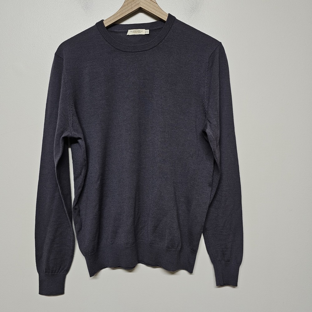 Suitsupply Merino Wool Crewneck Sweater Men's Medium Purple Pullover Knit